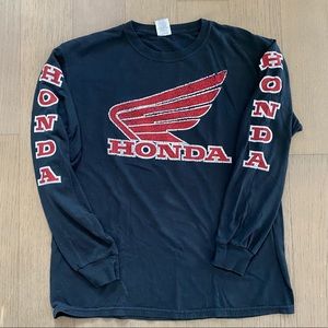 Vintage Honda Long Sleeve Large Tee - Black & Red